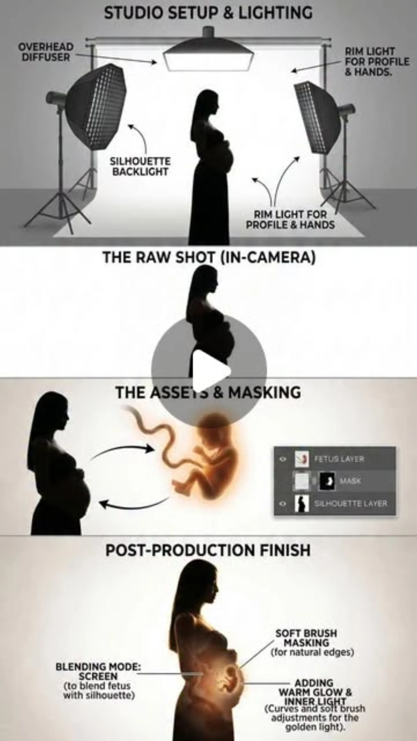 Glowing silhouette: layering & light